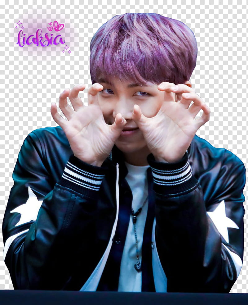 BTS Namjoon , man making rawr hand sign transparent background PNG clipart