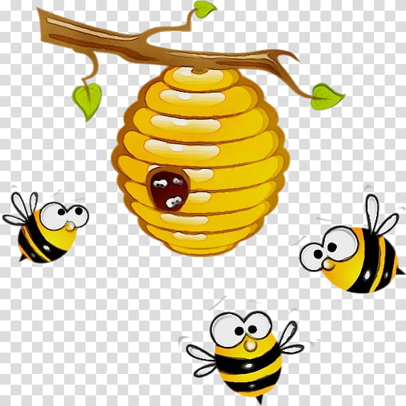 Watercolor, Paint, Wet Ink, Bee, Beehive, Honey Bee, Worker Bee, Queen Bee transparent background PNG clipart