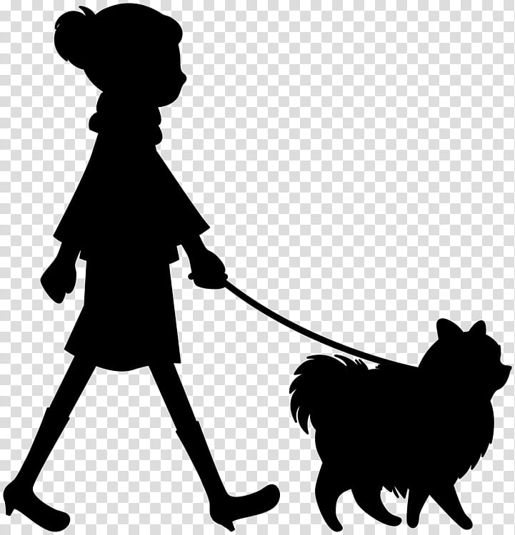 Dog Silhouette, Black White M, Male, Human, Behavior, Black M, Dog Walking, Leash transparent background PNG clipart