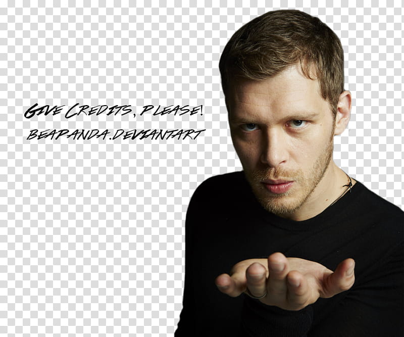 Joseph Morgan, man showing hand with text overlay transparent background PNG clipart