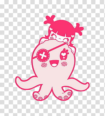 Charuca, pink octopus and girl illustration transparent background PNG clipart