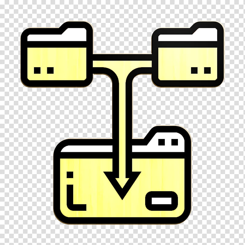 Database Management icon Files and folders icon file icon, File Icon, Yellow, Line transparent background PNG clipart