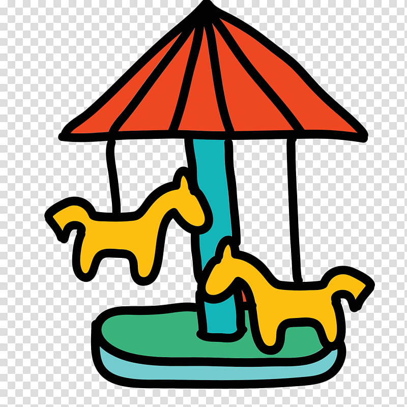 Playground, Carousel, Amusement Park, Painting, Cartoon, Yellow transparent background PNG clipart