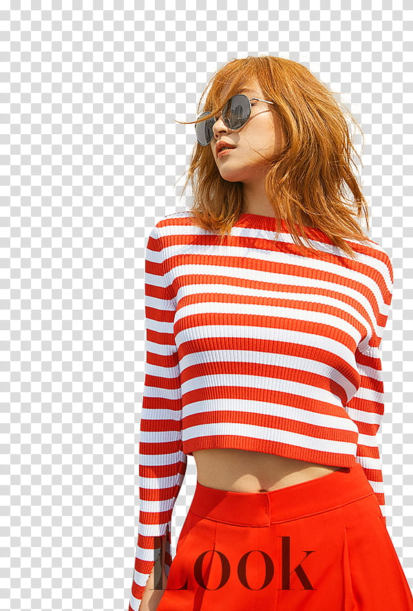 EXID HANI , women's red and white striped sweater transparent background PNG clipart
