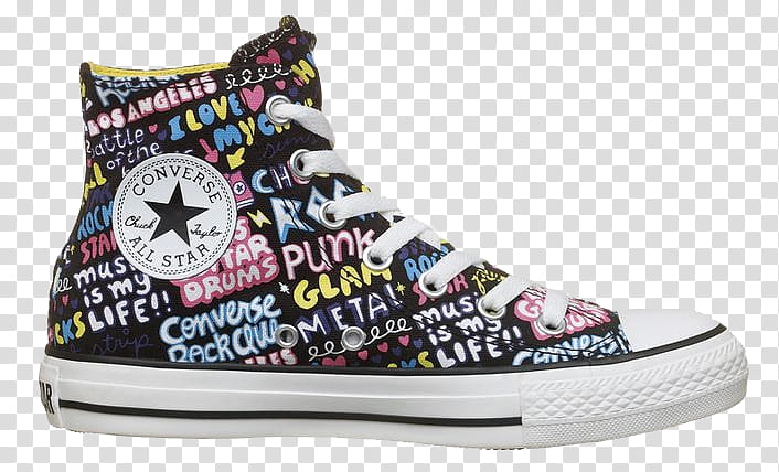 Converse All Star, black and multicolored Converse All-Star high-top sneaker transparent background PNG clipart