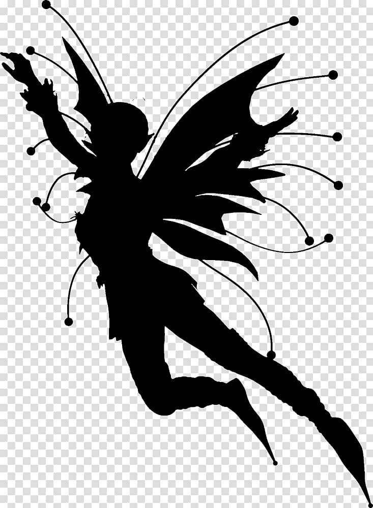 Faerie Silhouettes , black and white abstract painting transparent background PNG clipart
