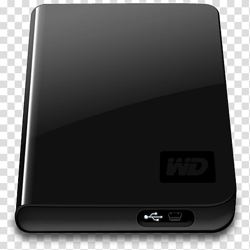 WD My Passport Essentials Icon, WD My Passport Black, black Western Digital external HDD transparent background PNG clipart