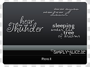 small poem lines , hear the call of thunder text on gray surface transparent background PNG clipart