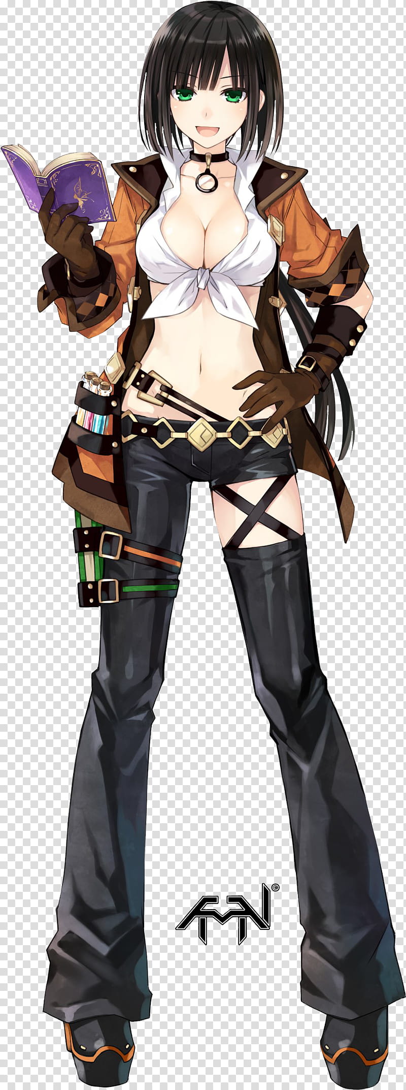 Fairy Fencer F Render, brown and black leather belt transparent background PNG clipart