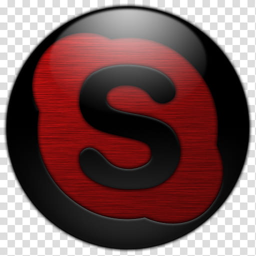 Skype, round black and red Skype icon transparent background PNG clipart