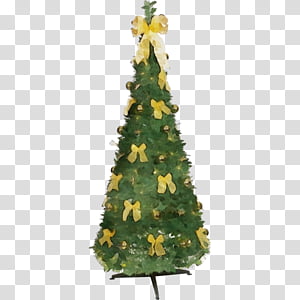 Christmas tree, Watercolor, Paint, Wet Ink, Oregon Pine, Colorado Spruce, Christmas Decoration, Yellow transparent background PNG clipart thumbnail