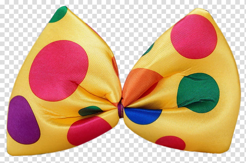 Circus, yellow and multicolored polka-dot bow transparent background PNG clipart