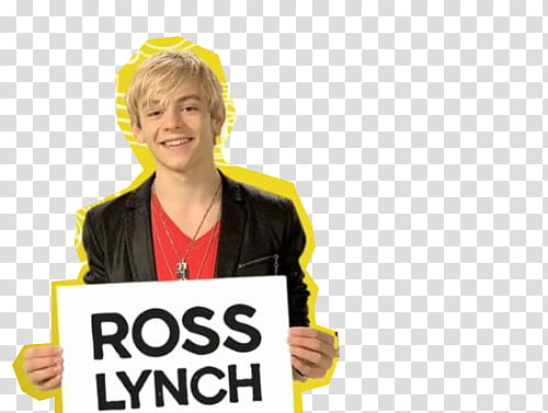 R, man holding Ross Lynch sign transparent background PNG clipart