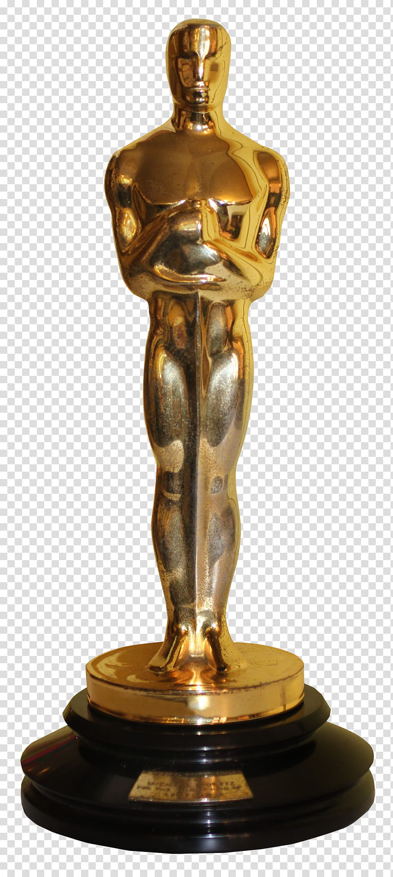 Oscar Statue, gold-colored trophy transparent background PNG clipart