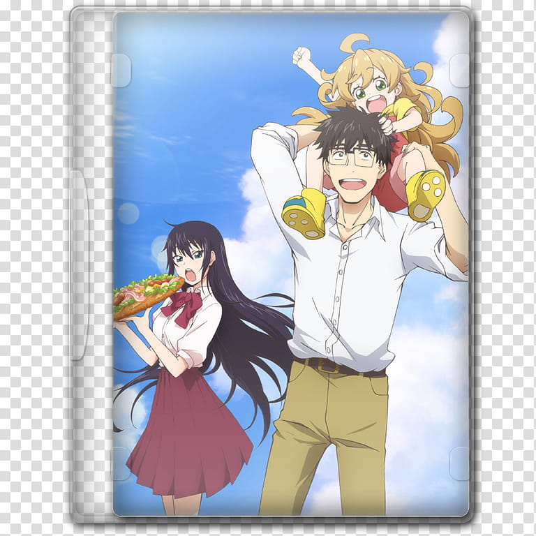 Anime  Summer Season Icon , Amaama to Inazuma, v, man carrying toddler beside woman anime case transparent background PNG clipart