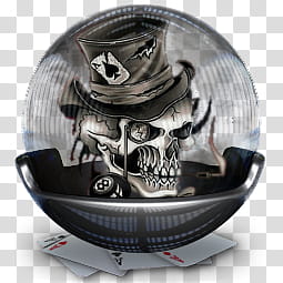 Sphere   , white skull wearing hat in glass ball illustration transparent background PNG clipart