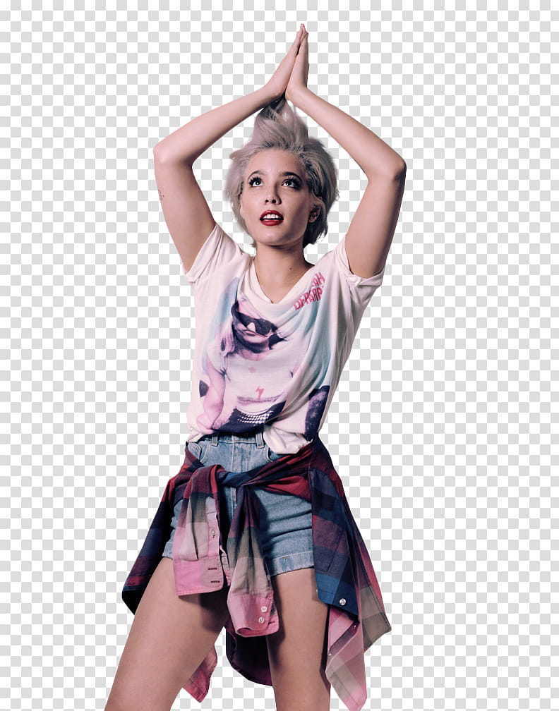  Halsey, woman raising her arms transparent background PNG clipart