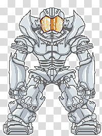 Robotillo SD, Pixel Art, gray and orange robot character transparent background PNG clipart