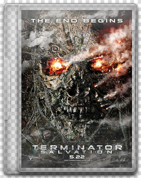 DVD movies icon, TERMINATOR, Terminator Salvation The End Begins DVD case transparent background PNG clipart