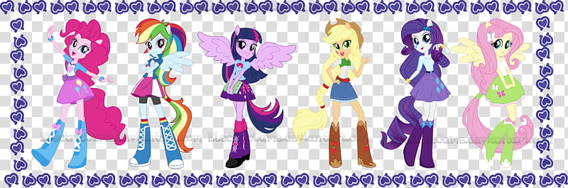 MLP EG The Equestria Girls , six character My Little Pony illustration transparent background PNG clipart