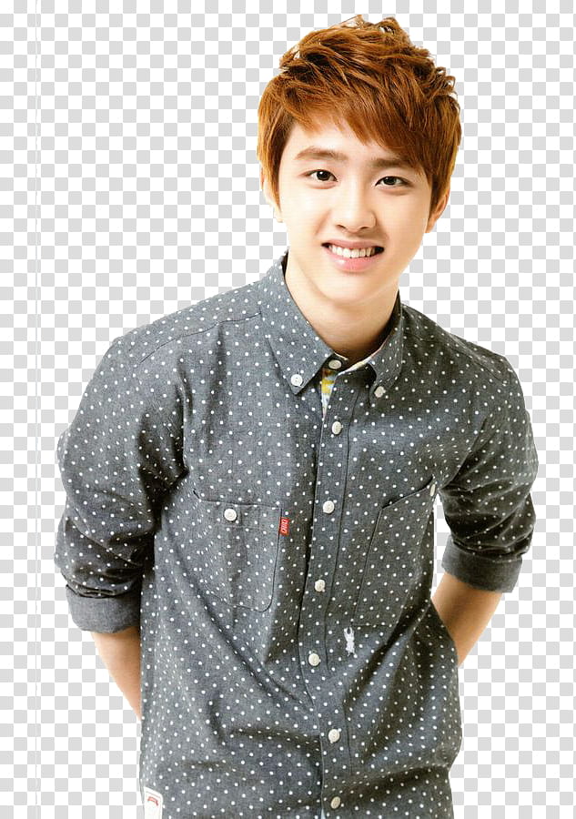 EXO D O Do Kyungsoo Render, man wearing gray dress shirt transparent background PNG clipart