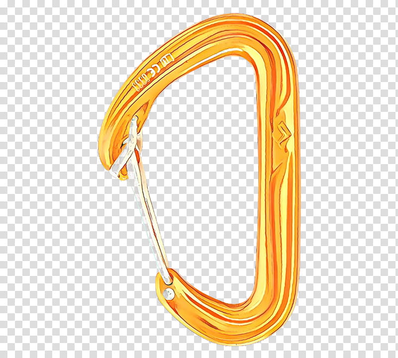 Orange, Cartoon, Carabiner, Climbing, Mountaineering, Rockclimbing Equipment, Bouldering, Yellow transparent background PNG clipart