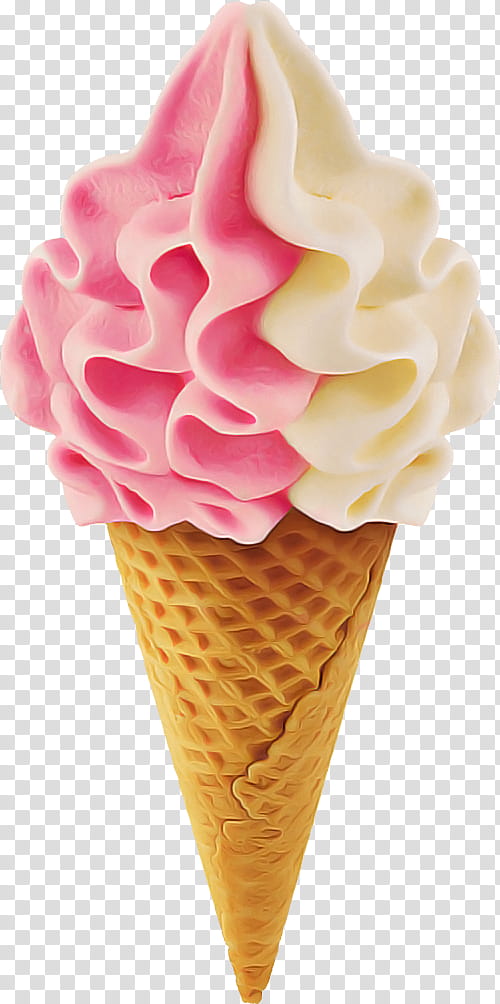 Ice cream, Ice Cream Cone, Soft Serve Ice Creams, Frozen Dessert, Food, Gelato, Pink, Sorbetes transparent background PNG clipart