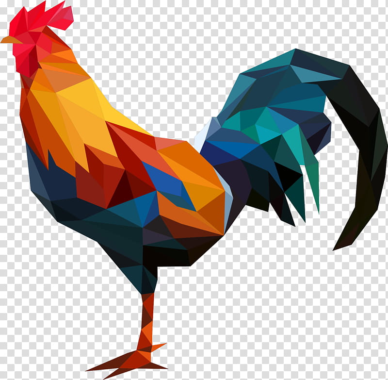 Creative, Chicken, Rooster, Cockfight, Drawing, Bird, Origami, Poultry transparent background PNG clipart