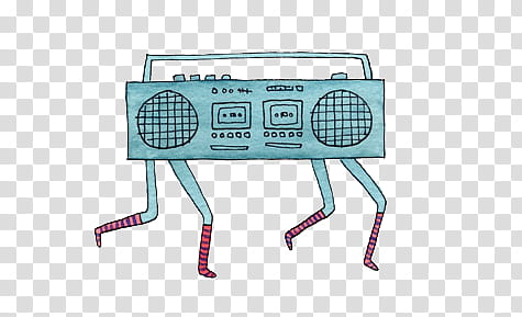 Marc John hand drawing s, gray cassette radio with four legs illustration transparent background PNG clipart