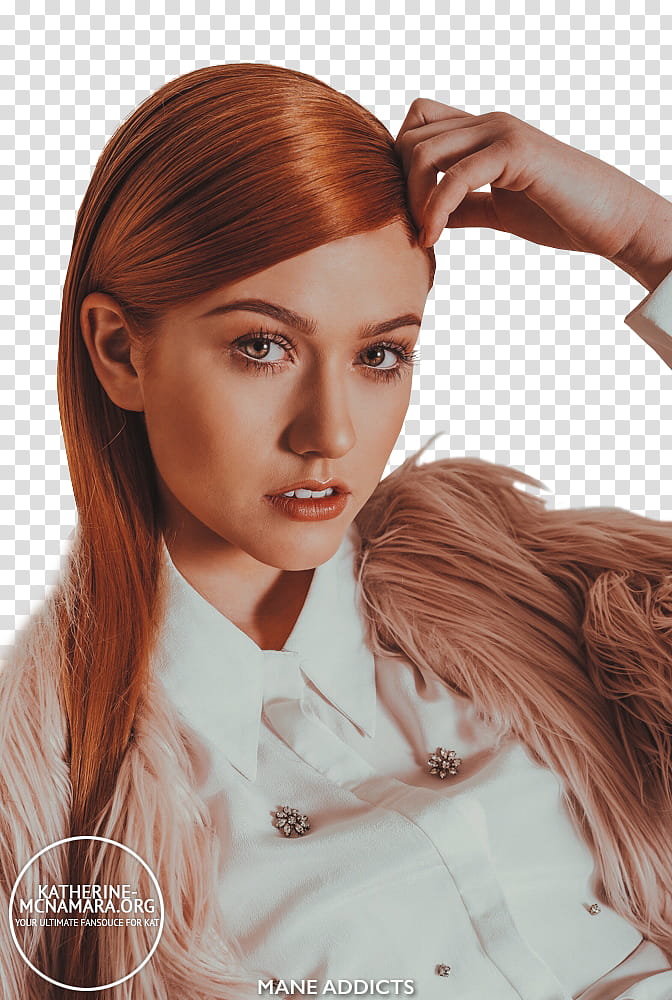 Katherine McNamara, red haired woman wearing white collard top illustration transparent background PNG clipart