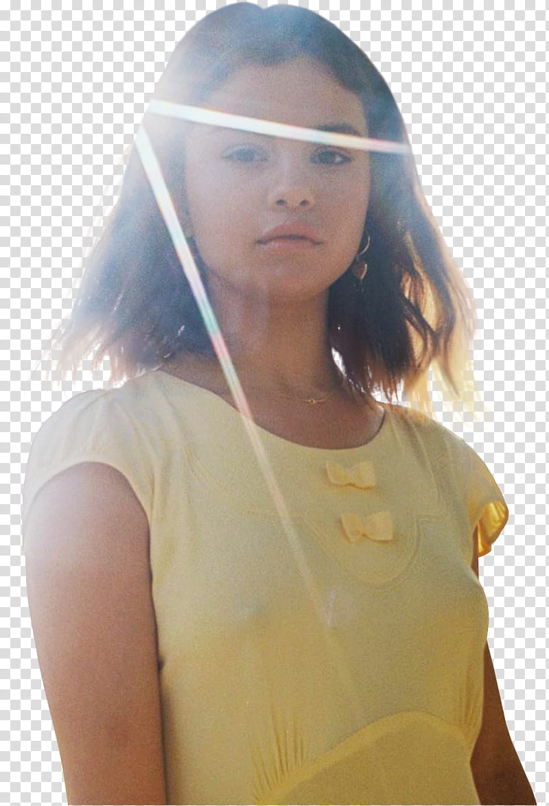 Selena Gomez, Selena Gomez wearing yellow crew-neck shirt transparent background PNG clipart