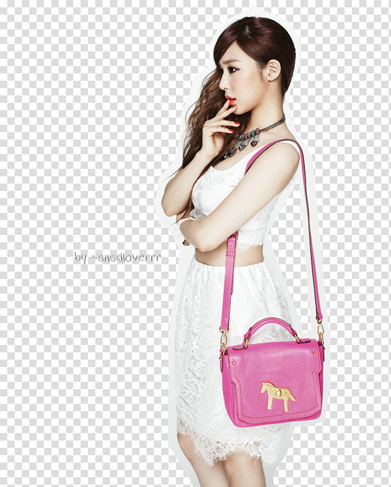SNSD Tiffany st Look, woman touching her lips with text overlay transparent background PNG clipart