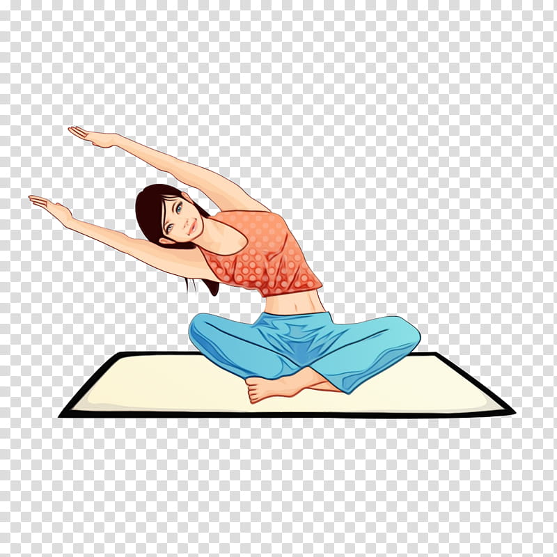 physical fitness yoga mat mat arm joint, Watercolor, Paint, Wet Ink, Physical Fitness, Balance, Stretching, Leg transparent background PNG clipart