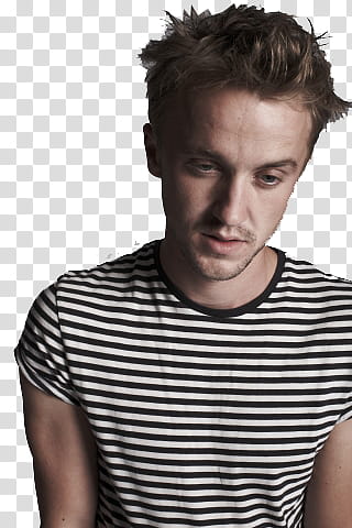 Paquete Tom Felton, Tom Felton wearing white and black striped crew-neck t-shirt transparent background PNG clipart