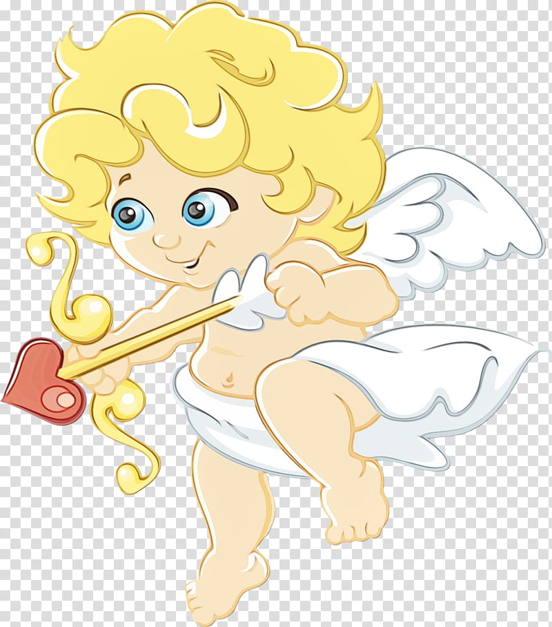 cartoon fictional character cupid angel, Watercolor, Paint, Wet Ink, Cartoon, Sticker transparent background PNG clipart