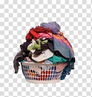 Full, assorted apparel lot in the basket transparent background PNG clipart
