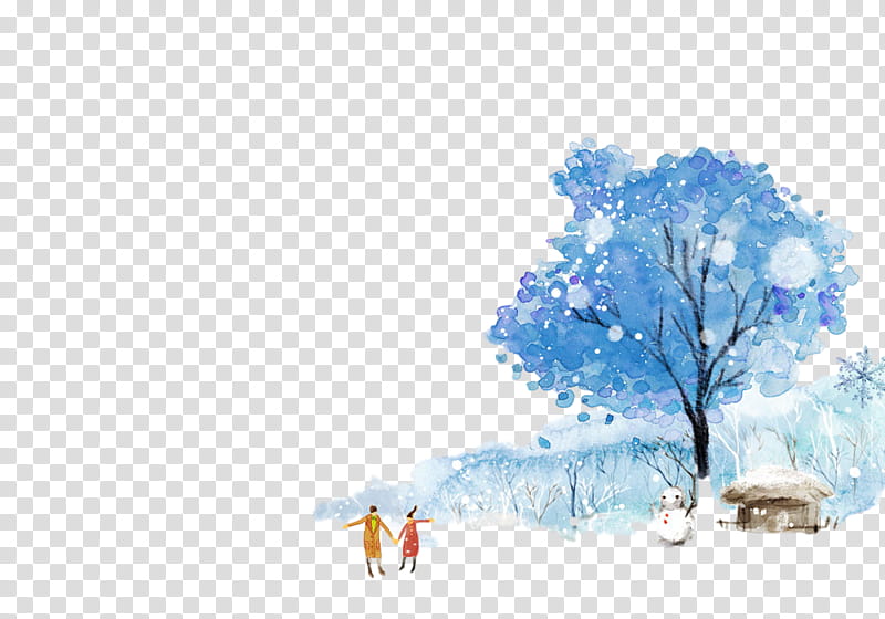 watercolor paint tree sky plant paint, Landscape, Winter transparent background PNG clipart