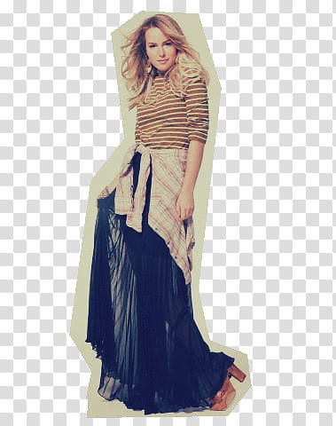 Bridgit Mendler shoots, woman in brown and white striped long-sleeved shirt transparent background PNG clipart