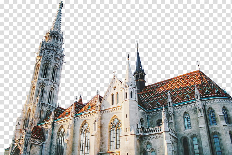 , white and brown facade of cathedral transparent background PNG clipart