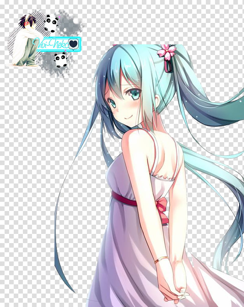 Hatsune Miku, green-haired girl anime transparent background PNG clipart