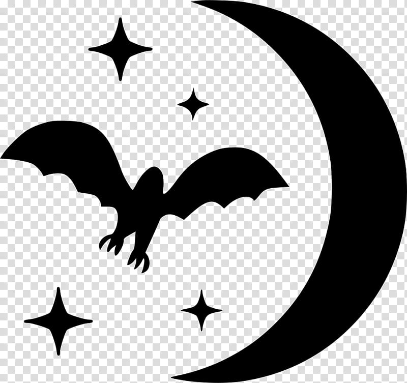 Moon Logo, Bat, Bat Flight, Crescent, Blackandwhite, Symbol, Wing, Silhouette transparent background PNG clipart