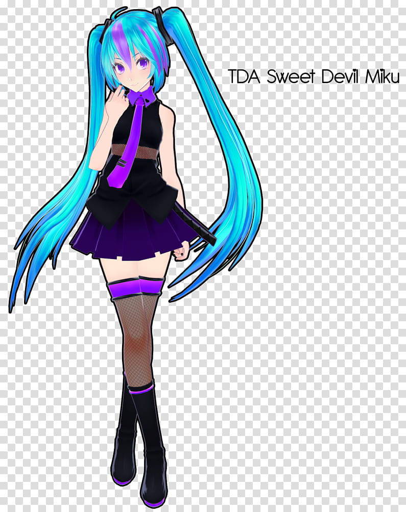 TDA Sweet Devil Miku DL, blue-haired female anime character illustration transparent background PNG clipart