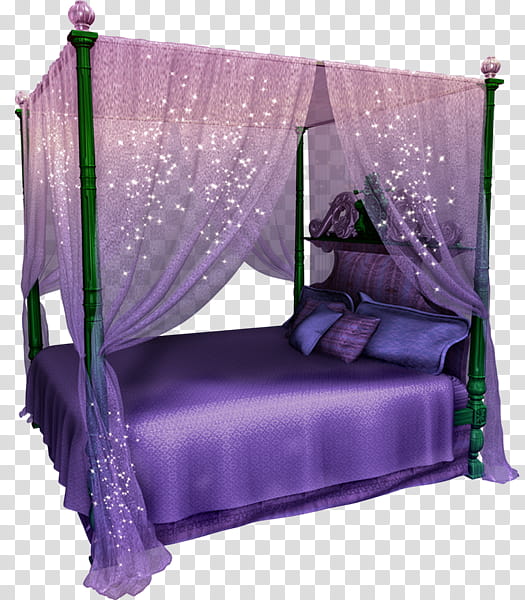 Bed, purple canopy bed illustration transparent background PNG clipart