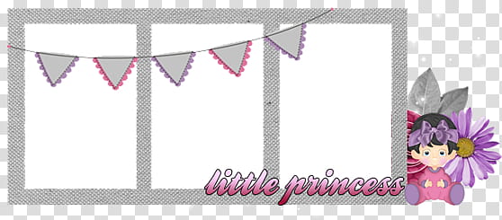 Little Princess near pennant flags transparent background PNG clipart