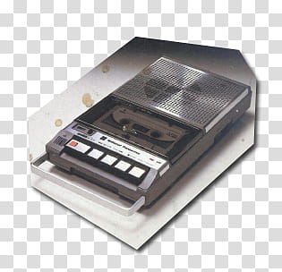 mix  electronic, vintage gray cassette player transparent background PNG clipart