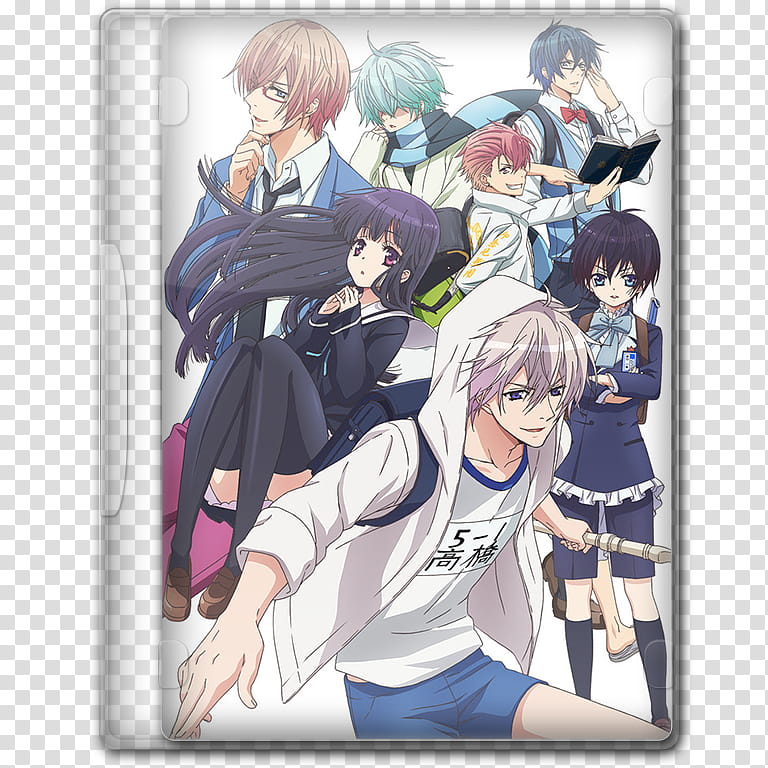 Anime  Summer Season Icon , Hatsukoi Monster, group of anime boys and girls illustration inside clear case transparent background PNG clipart