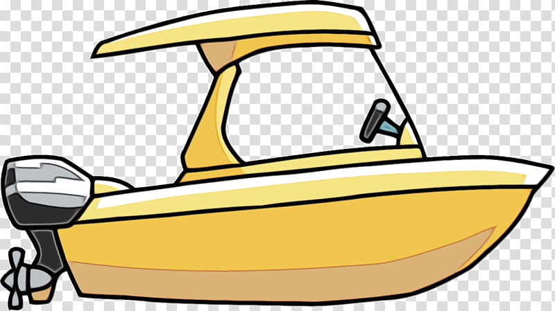 water transportation yellow vehicle mode of transport, Watercolor, Paint, Wet Ink, Motor Vehicle, Line, Automotive Design, Boating transparent background PNG clipart