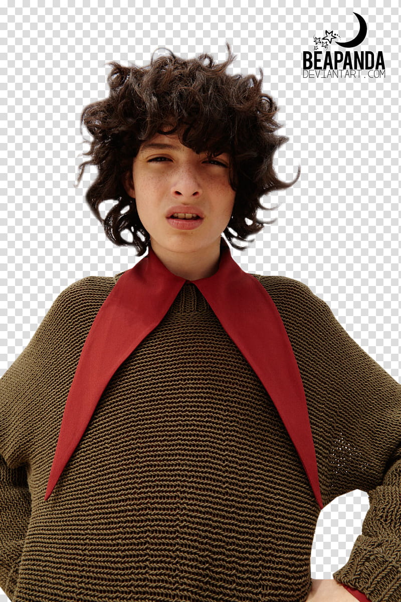 Finn Wolfhard, man wearing red and brown knitted sweatshirt transparent background PNG clipart
