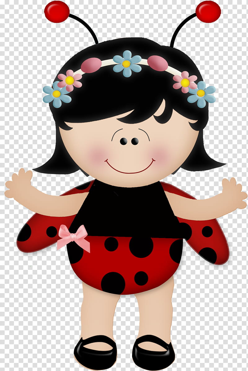 Polka dot, Cartoon, Ladybug, Black Hair transparent background PNG clipart