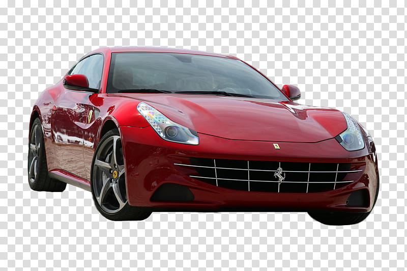 Ferraris with background PSD, red Ferrari sports coupe transparent background PNG clipart